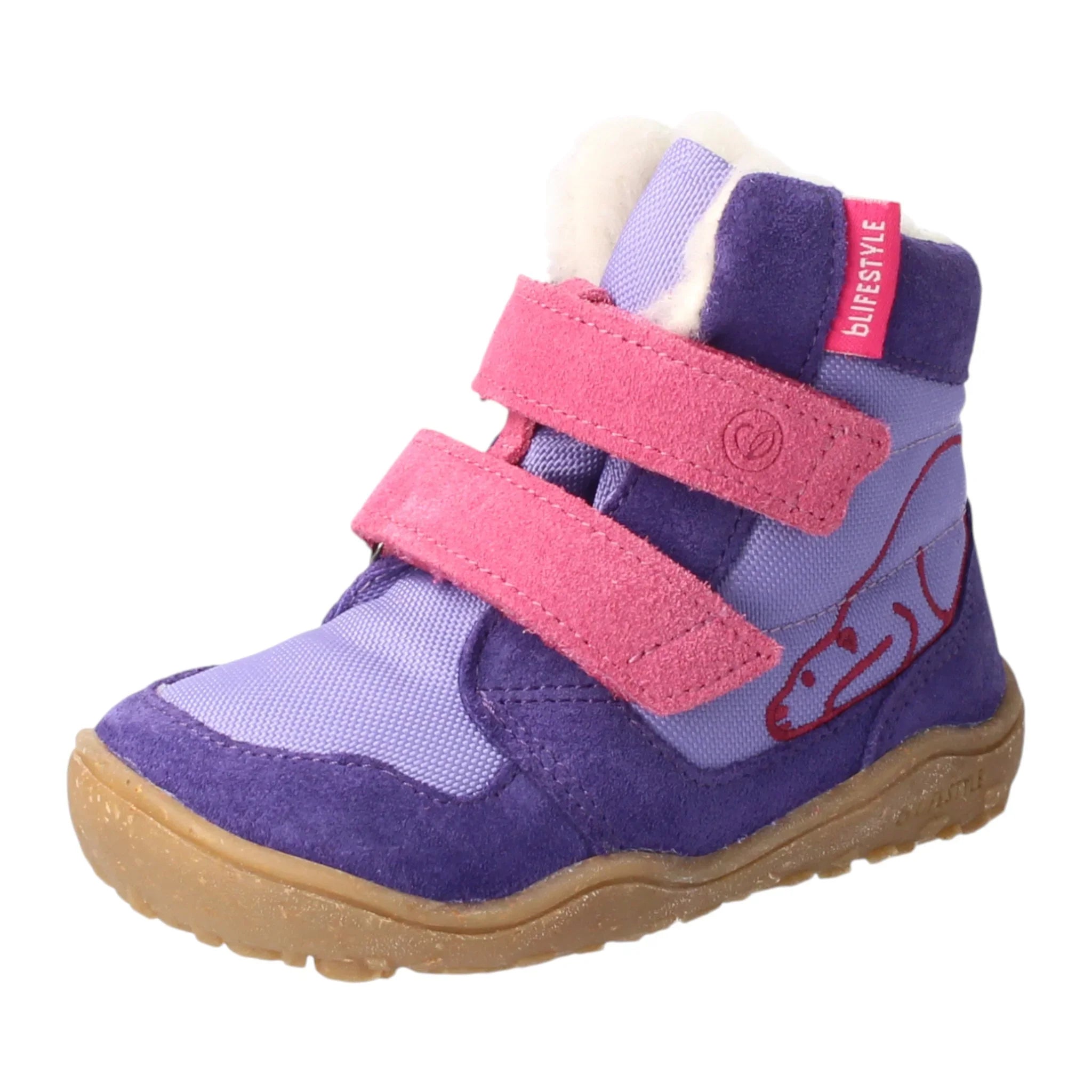 bLIFESTYLE eisbärSTYLE TEX lila - Leder Textil Kinderschuhe mit Wolle - Makimo - Smart Kids