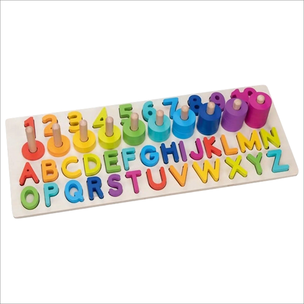 goki Alphanumerisches Puzzle – Buchstaben- und Zahlenpuzzle aus Holz