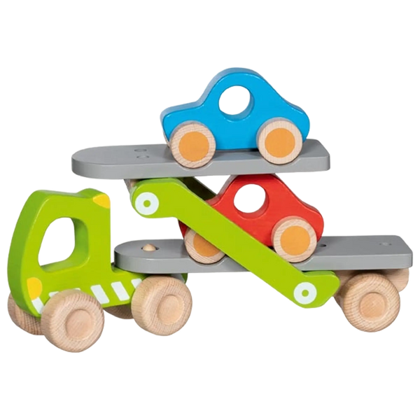 goki Autotransporter mit 2 Fahrzeugen – Autotransporter aus Holz