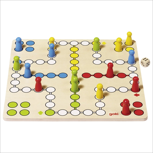 goki Brettspiel Ludo, goki basic. – Brettspiel aus Holz