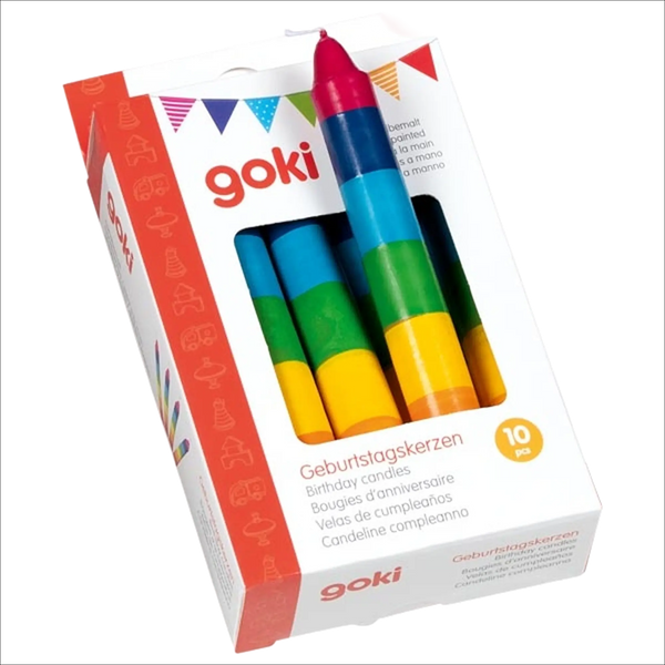 goki Geburtstagskerzen-Set bunt – 10 Kerzen für Geburtstagszüge und -ringe