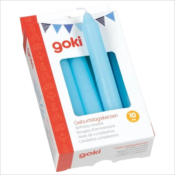 goki Geburtstagskerzen-Set hellblau – 10 Kerzen für Geburtstagszüge und -ringe