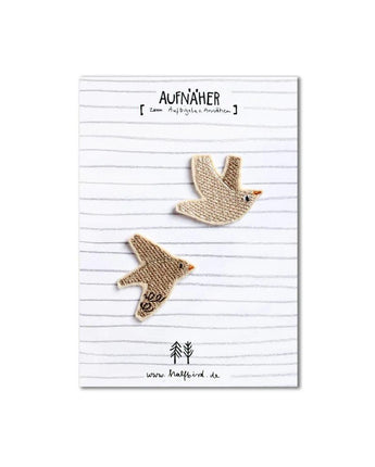 HALFBIRD Aufnäher SET "Beiger Vogel" | Bügelflicken - 2 Stück - Makimo - Smart Kids