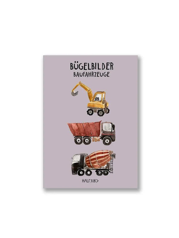 HALFBIRD Bügelbilder SET "Baufahrzeuge" - 3 Motive - Makimo - Smart Kids