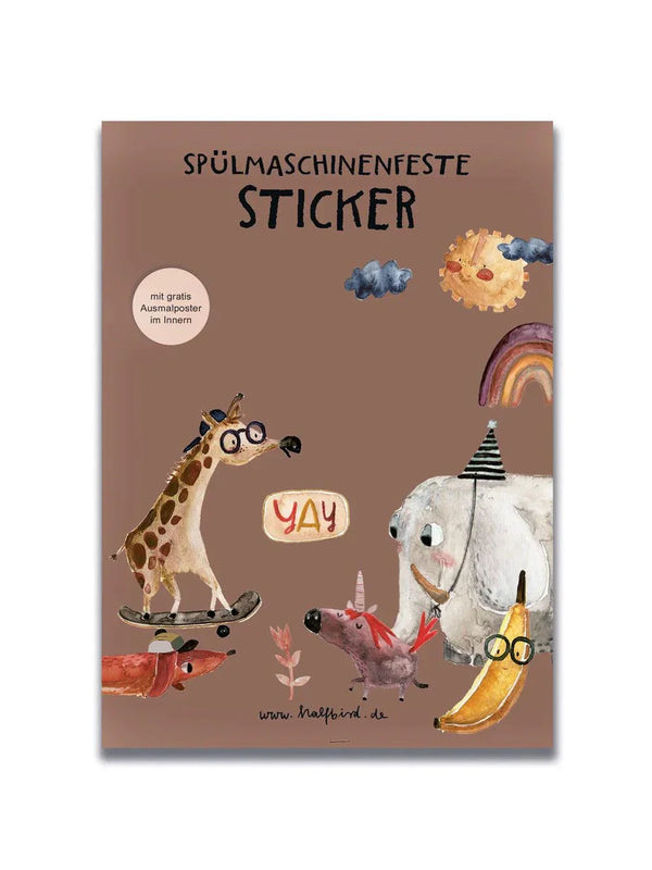 HALFBIRD Spülmaschinenfeste Sticker "Allerlei" - 18 Aufkleber für glatte Oberflächen - Makimo - Smart Kids
