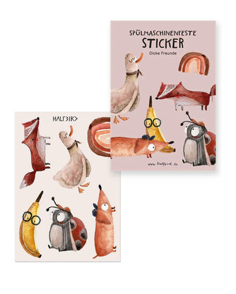 HALFBIRD Spülmaschinenfeste Sticker "Dicke Freunde" | Pocket Edition - 6 Aufkleber - Makimo - Smart Kids
