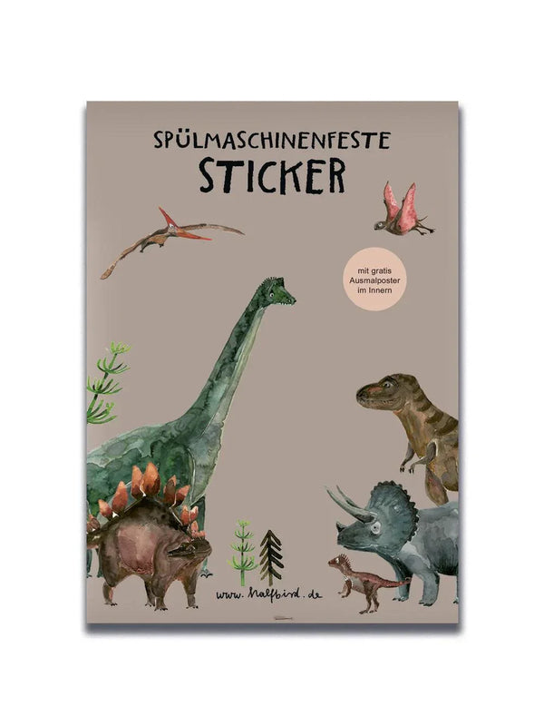 HALFBIRD Spülmaschinenfeste Sticker "Dinos" - 19 Dinosaurier Aufkleber für glatte Oberflächen - Makimo - Smart Kids