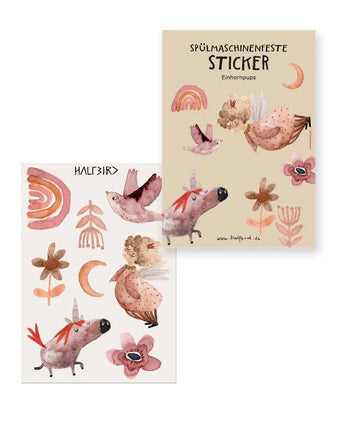 HALFBIRD Spülmaschinenfeste Sticker "Einhornpups" | Pocket Edition - 8 Aufkleber - Makimo - Smart Kids