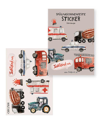 HALFBIRD Spülmaschinenfeste Sticker "Fahrzeuge" | Pocket Edition - 7 Aufkleber - Makimo - Smart Kids