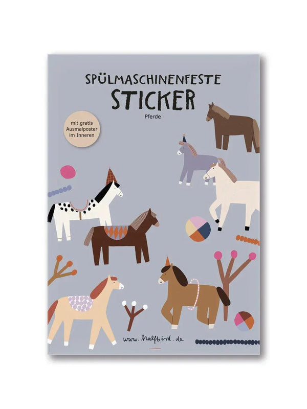 HALFBIRD Spülmaschinenfeste Sticker "Pferde" - 22 Aufkleber für glatte Oberflächen - Makimo - Smart Kids