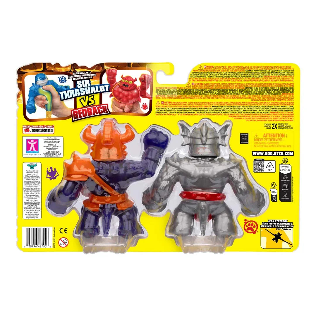 Heroes of Goo Jit Zu - Stretch Strikers - Knight Blazagon vs. Gladiator Corruptagon, elastische Actionfiguren - Makimo - Smart Kids