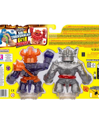 Heroes of Goo Jit Zu - Stretch Strikers - Knight Blazagon vs. Gladiator Corruptagon, elastische Actionfiguren - Makimo - Smart Kids