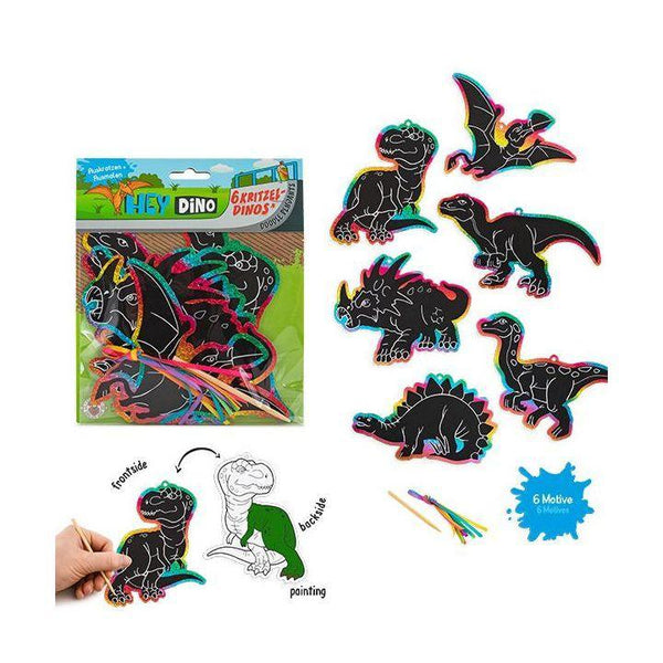 HEY DINO Kritzel-Anhänger zum Kratzen & Ausmalen 6er-Set - Makimo - Smart Kids