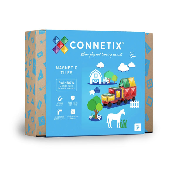 CONNETIX - Rainbow Motion Pack 24 Teile – Magnetbausteine mit Rädern 🚗🌈