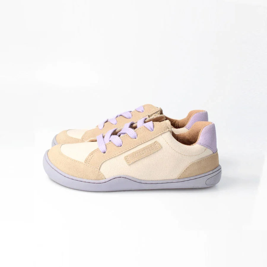 bLIFESTYLE Barfuß-Sneaker kodiakbärSTYLE beige lavendel – Kinderschuh mit Barfußgefühl