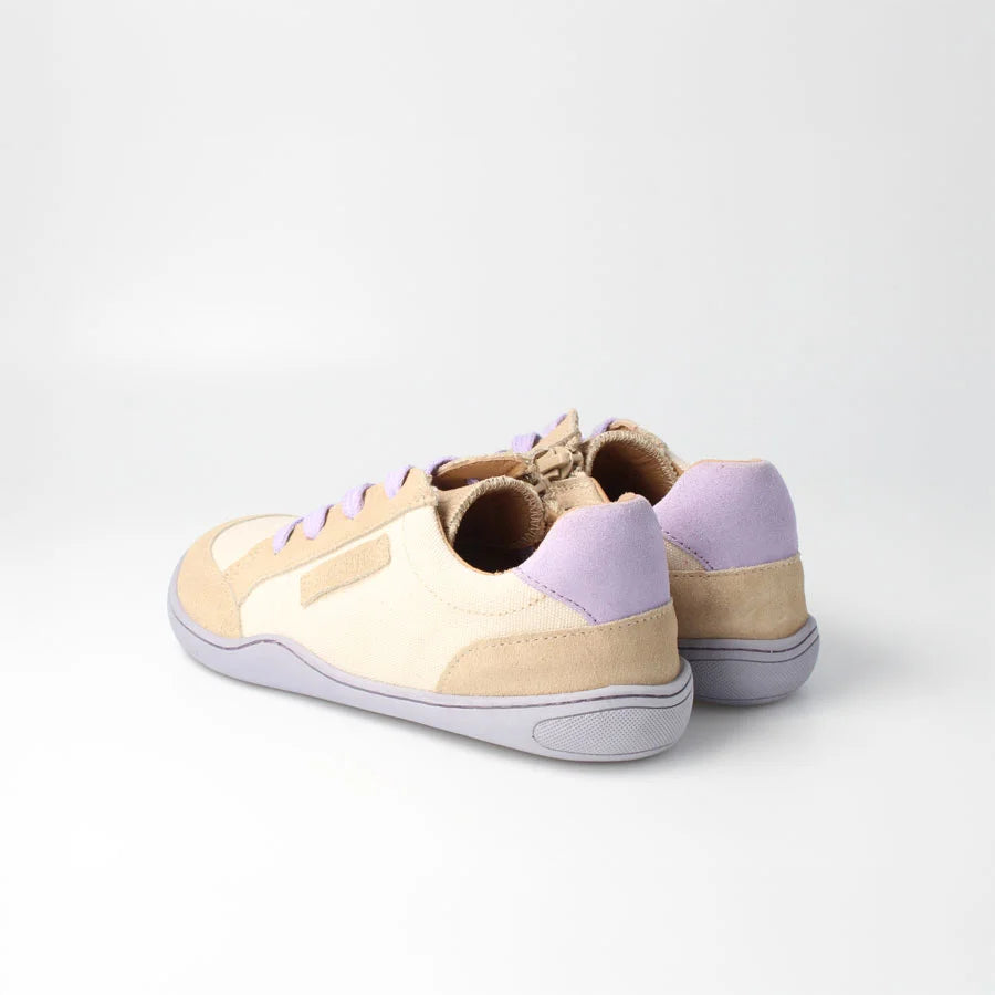 bLIFESTYLE Barfuß-Sneaker kodiakbärSTYLE beige lavendel – Kinderschuh mit Barfußgefühl