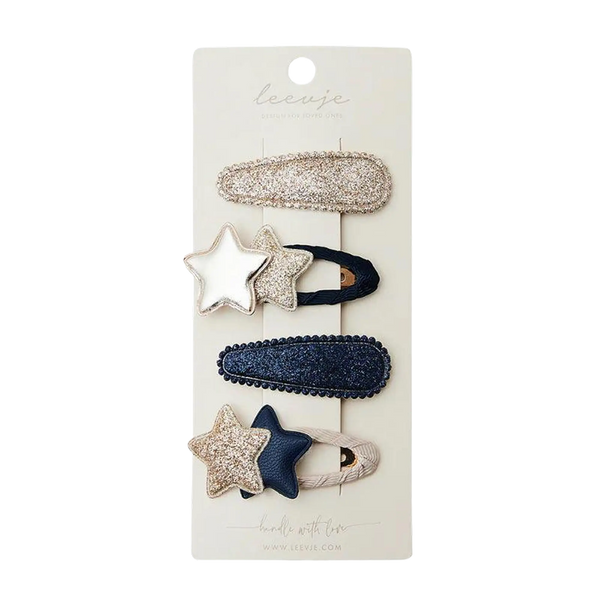 leevje - Haarspangen 'christmas sparkle navy'