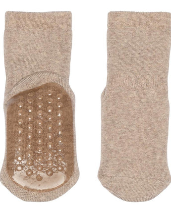 MP Denmark - Cotton Socks Anti Slip - Light Brown Melange - Makimo - Smart Kids