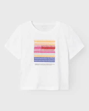 Name It Mädchen T-Shirt - NKFHAMBI SS LOOSE SHORT TOP BOX - Bright White - Makimo - Smart Kids