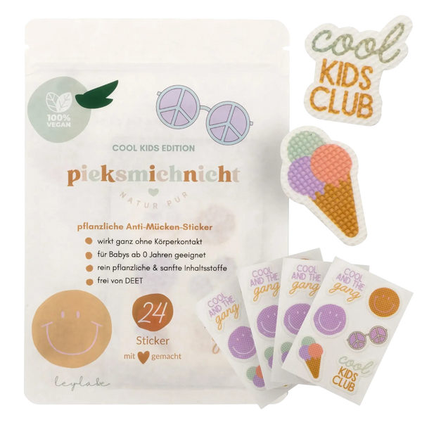 pieksmichnicht Cool Kids Edition - 24 Anti-Mücken-Sticker pflanzlich für Kinder