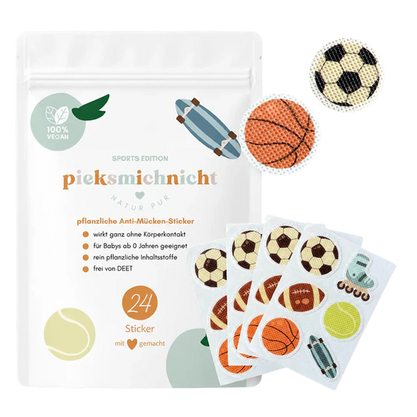 pieksmichnicht Sports Edition - 24 Anti-Mücken-Sticker pflanzlich für Kinder