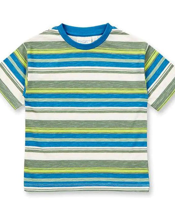 Sense Organics - T-Shirt - Modell JANNIS - Olivgrün-blau-jadegrün-weiß geringelt - Makimo - Smart Kids