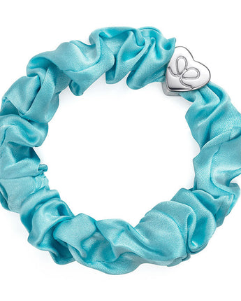 Silver Heart Silk Scrunchie Turquoise - Makimo - Smart Kids