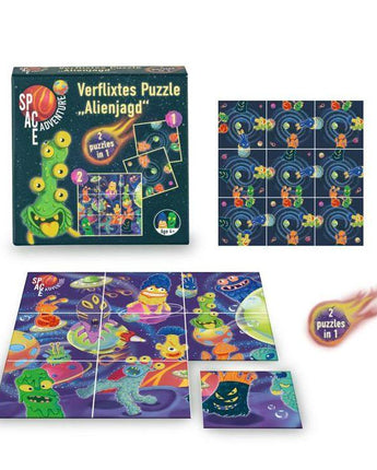 SPACE ADVENTURE Verflixtes Puzzle „Alienjagd” 2in1 - Makimo - Smart Kids