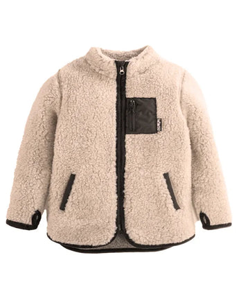 Sweaterjacke „SHERPA“ – Sand Brown, Ultra Light, 100% mulesingfreie Wolle - Makimo - Smart Kids