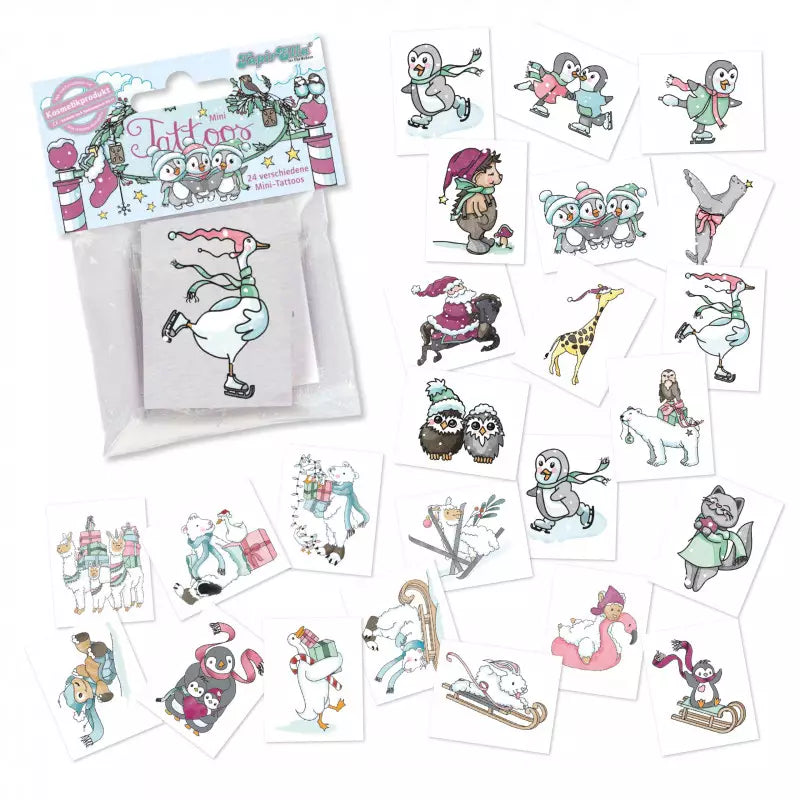 TapirElla Mini-Tattoo-Set Weihnachten – 24-teilige Kindertattoos für festlichen Spaß - Makimo - Smart Kids