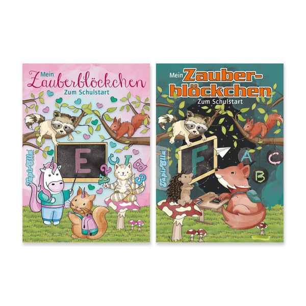 TapirElla Zauberblock Display Schulstart, A6, 2 Motive je 20 Stück - Makimo - Smart Kids