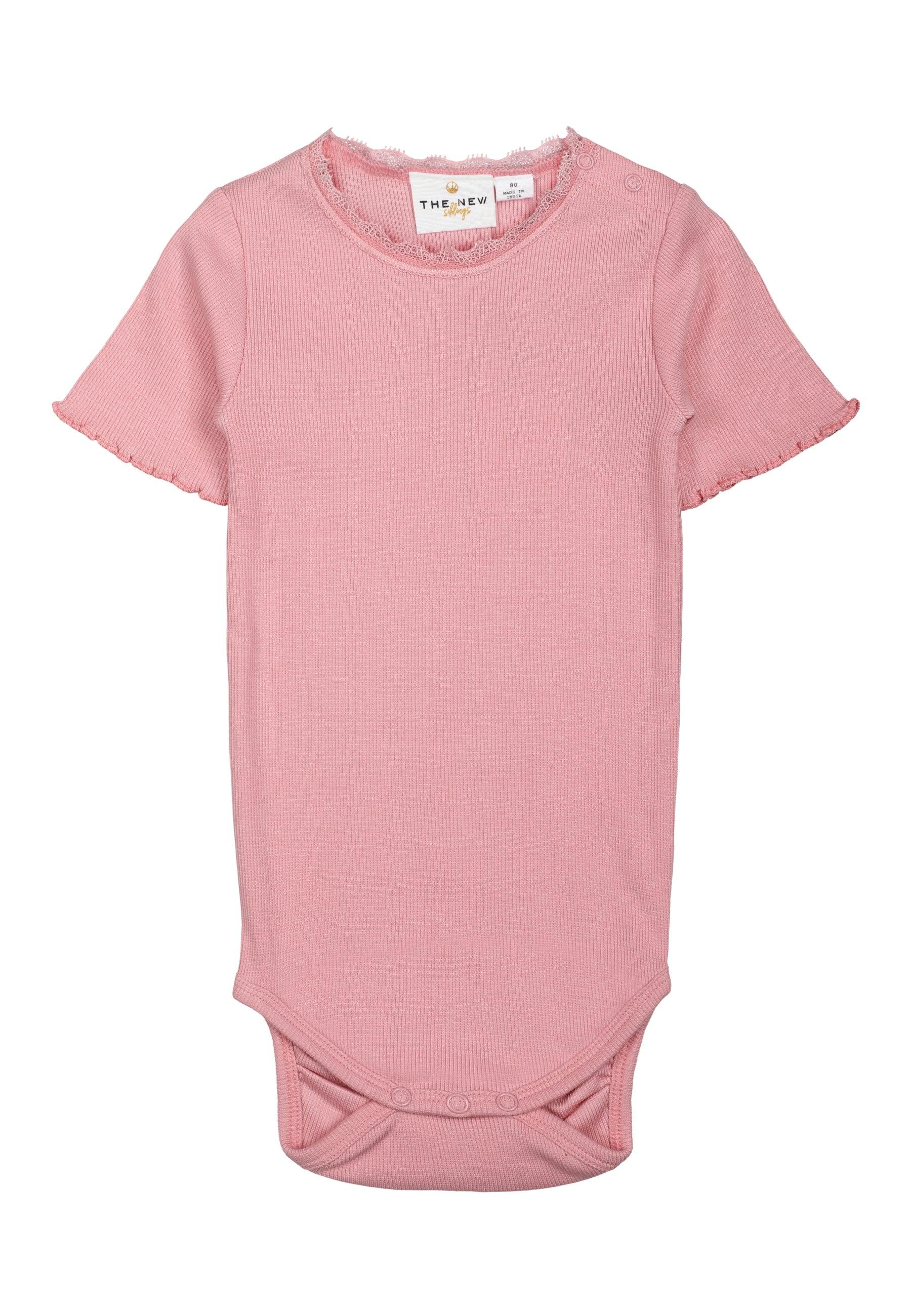 THE NEW - Mädchen Kurzarm-Rippenbody mit Spitze - Bio-Baumwolle (Pink Nectar) - Makimo - Smart Kids