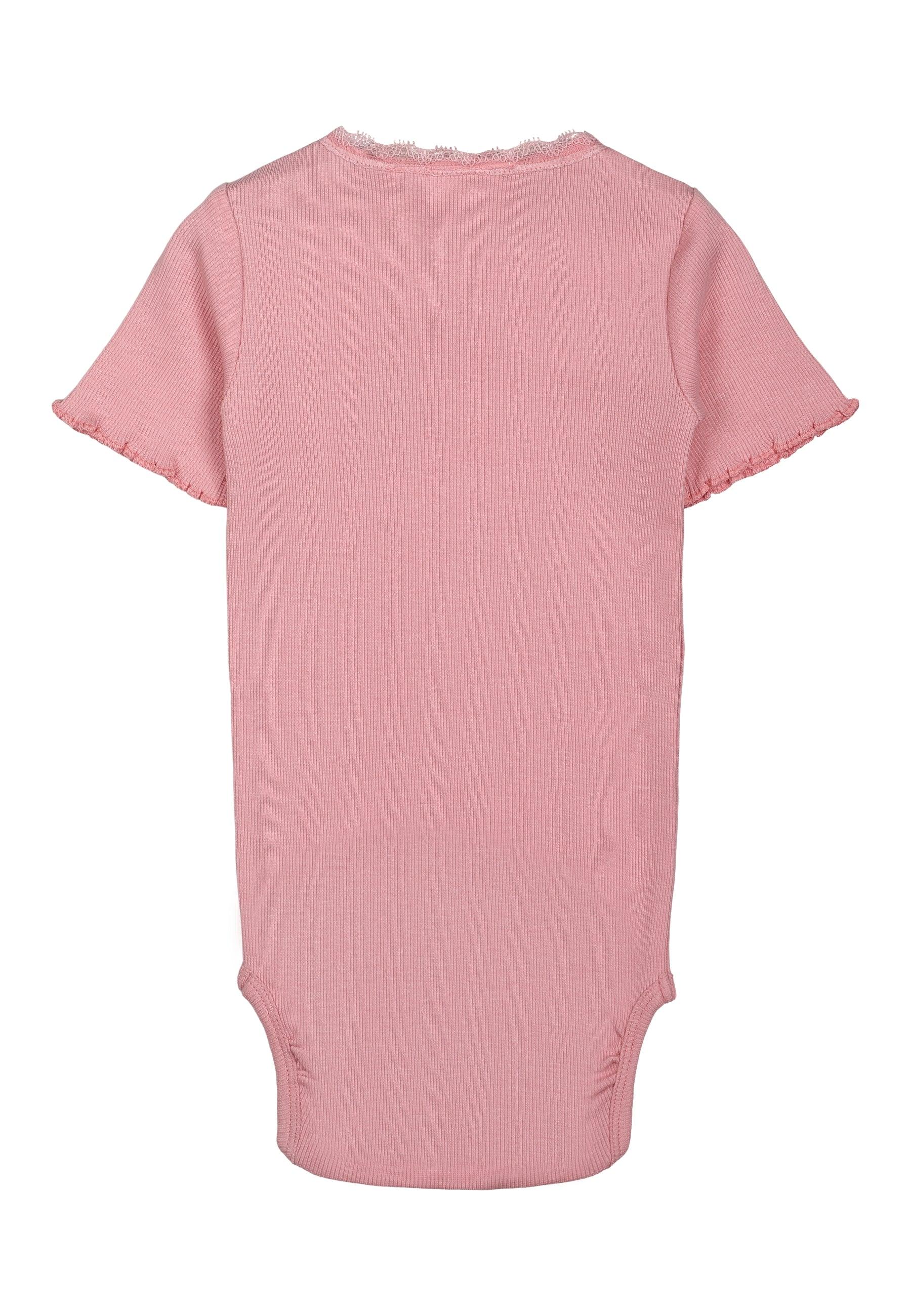 THE NEW - Mädchen Kurzarm-Rippenbody mit Spitze - Bio-Baumwolle (Pink Nectar) - Makimo - Smart Kids