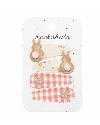 Tiny Blossom Bunny Fabric Clips – Haarspangen im Blumen- und Häschen-Design von Rockahula - Makimo - Smart Kids