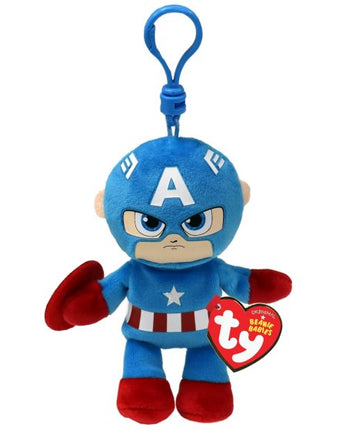 ty - Beanie Babies Schlüsselanhänger Soft - Marvel - Captain America - Makimo - Smart Kids