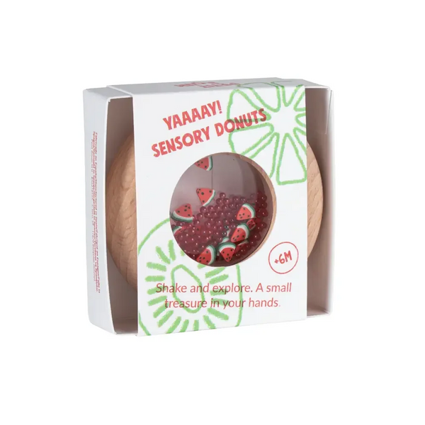 Petit Boum - Sensory Donuts Watermelon – Holz-Sensorikspielzeug mit Rassel-Effekt - Makimo - Smart Kids