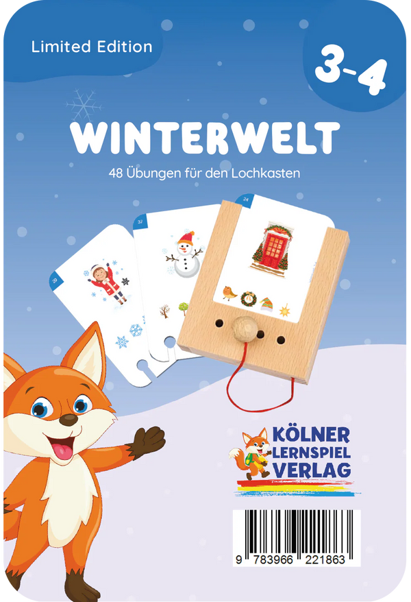 Winterwelt Lernkarten 3-4 Jahre - Lochkasten Übungen - Makimo - Smart Kids