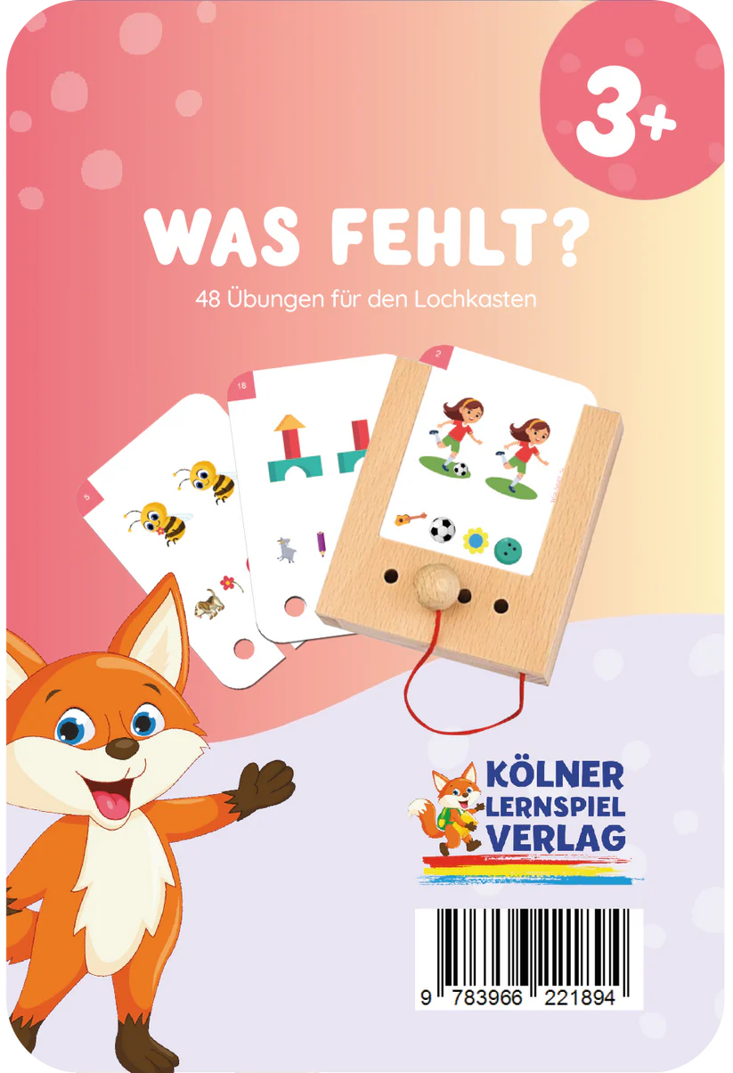 Was fehlt 3+ Lernkarten - Lochkasten Übungen für Vorschulkinder - Makimo - Smart Kids